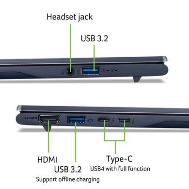 Ноутбук Acer Swift 14 AI SF14-51 14" 2.8K OLED, Intel U7-258V, 32GB, F1TB, UMA, Win11, синій (NX.J2KEU.003) [100271]
