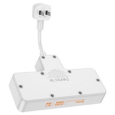 Мережевий подовжувач HOCO AC12 Reise 2-position expansion socket(PD30W/1C3A) (US) White (6942007607087) [802780]