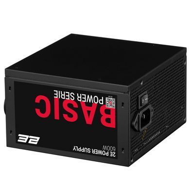 Блок живлення 2E Basic Power (600W), >80%, 120мм, 1xMB 24pin(20+4), 1xCPU 8pin(4+4), 3xMolex, 4xSATA, 2xPCIe 8pin(6+2) (2E-BP600-120APFC) [111677]