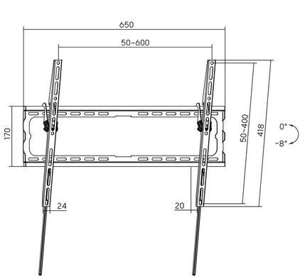 Кронштейн для ТВ AGN з нахилом/37"-80"/45 кг/max.VESA 600x400/Black (AGN80-460T) [401730]