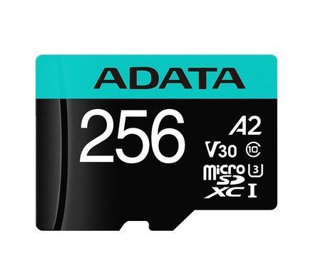 Карта пам'яті microSDXC (UHS-1 U3) A-DATA Premier Pro 256Gb Class 10 V30S A2 (R-100Mb/s W85Mb/s) (adapter SD) (AUSDX256GUI3V30SA2-RA1) [806430]
