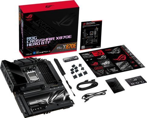 Материнcька плата ASUS ROG CROSSHAIR X870E HERO BTF sAM5 X870E 4xDDR5 M.2 HDMI Wi-Fi BT ATX приховане підключення роз'ємів (90MB1MX0-M0EAY0) [111746]