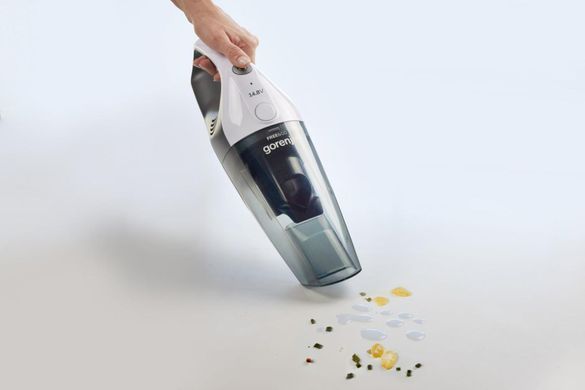 Пилосос Gorenje автомоб, 100Вт, конт пил-0.5л, зарядна станція, автон. робота до 20хв, мікрофільтр, дод.насадки-3 шт, чорний (MVC148FGW) [114410]