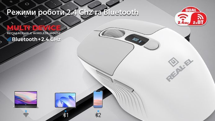Миша бездротова REAL-EL RM-480W White (EL123200050) [606722]
