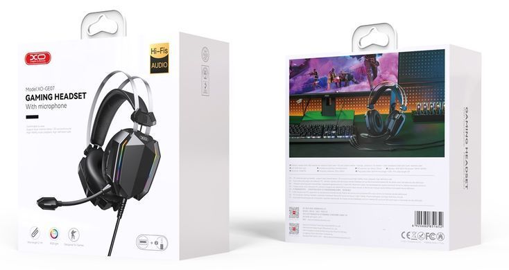 Гарнітура XO GE-07 Static RGB Long mic Gaming USB+Dual 3.5mm (GE-07 Black) [203142]
