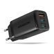 Мережевий зарядний пристрій AXAGON, 3x port (USB + dual USB-C), PD3.0/QC4+/PPS/Apple, 65W, Чорний (ACU-DPQ65) [503003], фото 1