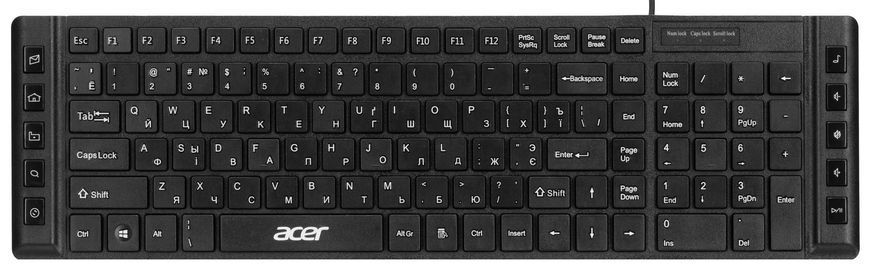 Клавіатура мембранна Acer OKW010, 115key, USB-A, EN/UKR/RU,чорний (ZL.KBDEE.012) [103592]