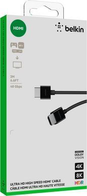Кабель HDMI (M/M) Belkin 2м, 2.1, High Speed Ethernet, чорний (AV10175BT2MBKV2) [111636]