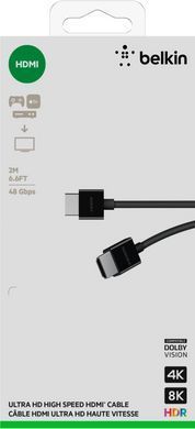 Кабель HDMI (M/M) Belkin 2м, 2.1, High Speed Ethernet, чорний (AV10175BT2MBKV2) [111636]