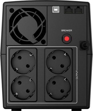 Джерело безперебійного живлення NJOY Keen 1000 (UPLI-LI100KU-CG01B), Lin.int., AVR, 4 x евро, USB, пластик (Keen 1000 USB) [610741]