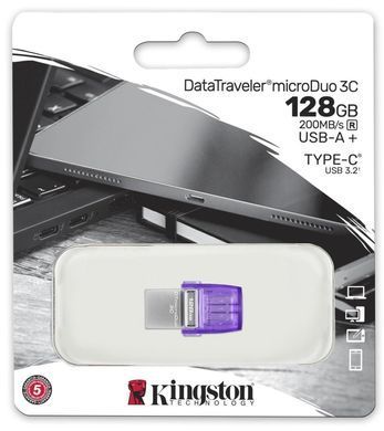 Флеш-накопичувач USB3.2 128GB Type-C Kingston DataTraveler microDuo 3C (DTDUO3CG3/128GB) [607273]