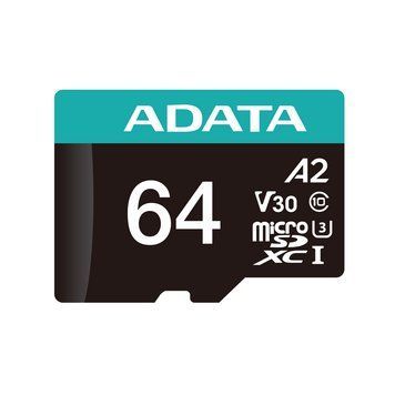 Карта пам'яті microSDXC (UHS-1 U3) A-DATA Premier Pro 64Gb Class 10 V30S A2 (R-100Mb/s W85Mb/s) (adapter SD) (AUSDX64GUI3V30SA2-RA1) [806431]
