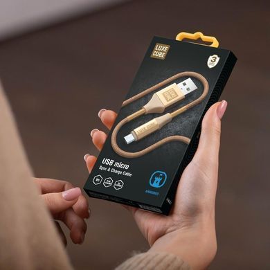 Кабель Luxe Cube Armored USB - micro USB (M/M), 1 м, золотистий (8886669689204) [603792]