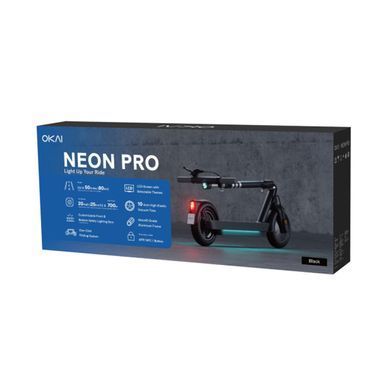 Електросамокат OKAI ES30-NEON PRO Black 10", 350(700)W, 14.7Ah, 80km, 25km\h, 25%, NFC, App, 21kg (ES30-B) [800010]