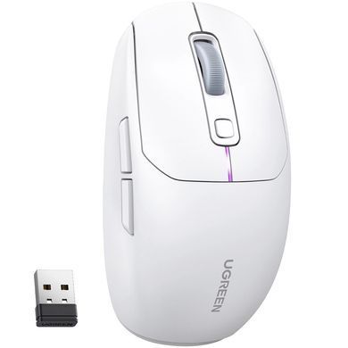 Мишка ігрова UGREEN 2.4GHz MU103, бездротова + Bluetooth, 5000dpi., 6кн., Біла (15629) [401306]