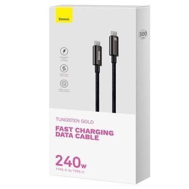 Кабель Baseus Tungsten Gold Fast Charging Data Cable Type-C to Type-C 240W 3m Black (CAWJ040201) [806507]