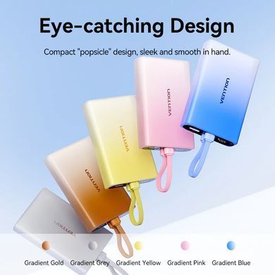 УМБ Vention 10000 mAh 22,5W PD, USB-A, USB-C In/Out, Lightning In/Out, LED display, Gold (FHZJ0) [404531]