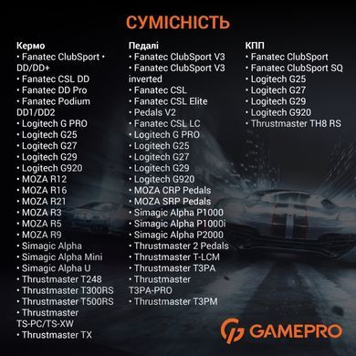 Крісло ігрове кокпіт GamePro із кріпленням для керма, монітора, педалей та коробки передач (RS115) [405490]