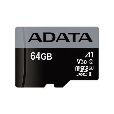 Карта пам'яті microSDXC (UHS-1 U3) A-DATA Premier Pro 64Gb Class 10 V30S A2 (R-100Mb/s W85Mb/s) (adapter SD) (AUSDX64GUI3V30SA2-RA1) [806431]