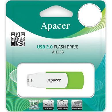 Флеш-накопичувач USB 32GB Apacer AH335 White/Green (AP32GAH335G-1) [607076]