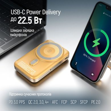Універсальна мобільна батарея ColorWay 15W MagSafe & Watch Wireless 10000mAh Amber (CW-PB100LPA2Y-WPDD) [617921]