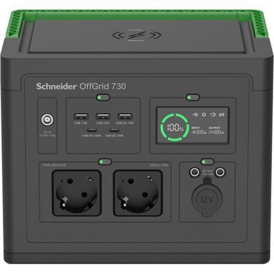 Портативна електростанція Schneider Electric OffGrid Portable Power Station 730, 700 Вт, 738 Вт/год, Wireless Charge (PPS730-GR) [112340]