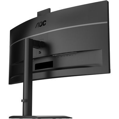 Монітор TFT 34" AOC, WQHD, VA, 120Гц, вигн., 2xHDMI, DP, USB-C, RJ-45, USB-hub,cam,HAS, кол.,чорний (CU34E4CW) [404404]