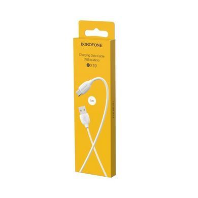Кабель BOROFONE BX19 USB to Micro 2.4A, 1m, PVC, TPE connectors, White (6931474701787) [803317]