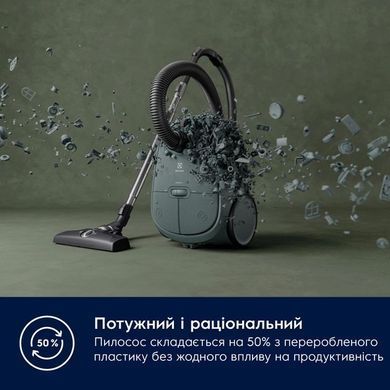 Пилосос Electrolux мішковий, 750Вт, 3.5л, HEPA12, s-bag, 3 насадки, зелений (EB61C1OG) [15652]