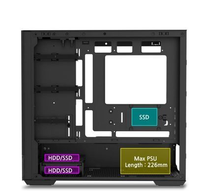 Корпус Zalman P30 Air без БЖ, 1xUSB3.0, 1xUSBType-C, 3x140мм ARGB, VGA 392мм, LCS ready, TG Side Panel, mATX, чорний (P30AIRBLACK) [111329]