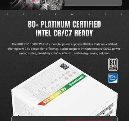 Блок живлення GAMEMAX (RGB PRO 1300P WH) [304294]