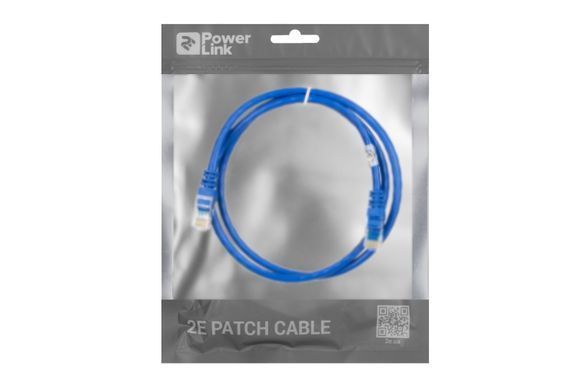 Патч-корд 2E САТ 6, UTP, 1м, 26AWG, RJ45, 7/0.16, Cu, PVC, синій (2E-PC6COP-100BL) [109850]