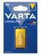 Батарейка Varta Longlife лужна 6LR61(6LF22, MN1604, MX1604,Крона) блістер, 1 шт (04122101411) [113343], фото 2