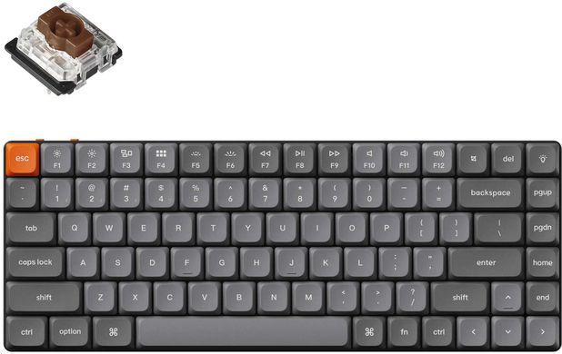Клавіатура механічна Keychron K3 Max 84Key, Gateron MX 2.0 Brown, WL/BT/USB-A, QMK, Hot-swap, EN/UKR, RGB, чорний (K3M-H3-UA) [13694]