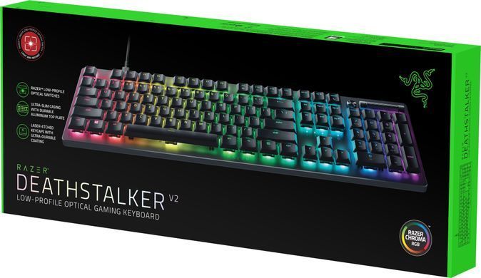 Клавіатура механічна Razer DeathStalker V2 105key, Red Switch, USB-A, EN/RU, RGB, чорний (RZ03-04500800-R3R1) [103643]