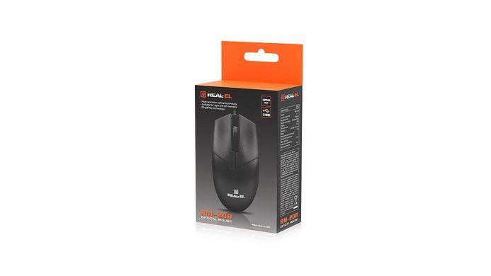 Миша REAL-EL RM-208 Black (EL123200030) [606478]