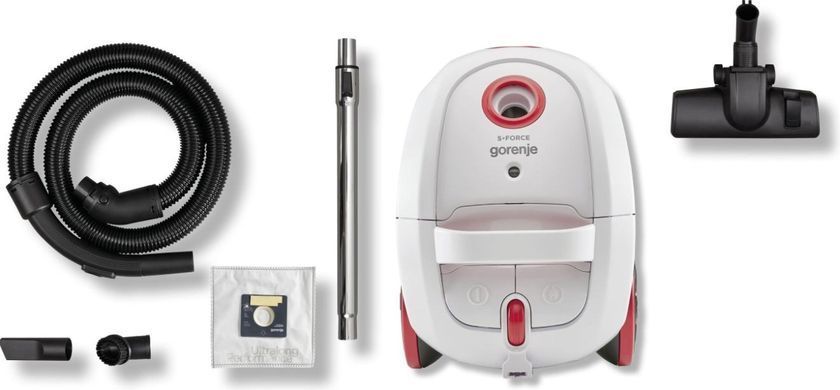 Пилосос Gorenje мішковий, 850Вт, конт пил -3л, HEPA, телескоп трубка, білий (VCE21SFWR) [105680]