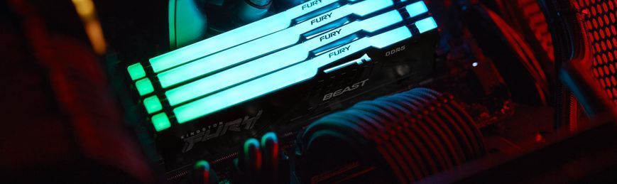 Пам'ять ПК Kingston DDR5 64GB KIT (32GBx2) 6000 FURY Beast RGB (KF560C36BBE2AK2-64) [107988]