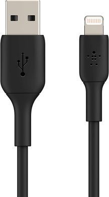 Кабель USB-A > Lightning заряджання/синхронізації Belkin 1м, 12Вт, PVC, чорний (CAA001BT1MBK) [108502]