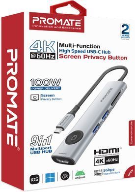 USB-хаб Promate USB Type-C Grey (comandhub-lite) [605176]