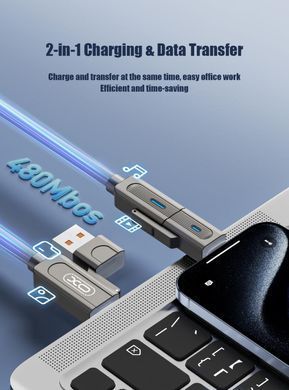 Кабель XO NB275 Zinc Alloy Silicone Type-C/USB-A to TYPE-C/Lightning - 4-in-1 - 60W - 1m Gray (NB275_4-in-1_Gray) [202516]