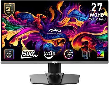 Монітор MSI 26.5" MAG 272QP QD-OLED-X50 2xHDMI, DP, USB-C, Audio, QD-OLED, 2560x1440, 500Hz, 0.03ms, DCI-P3 99%, FreeSync, Pivot, HDR500 (9S6-3CD79A-032) [113817]