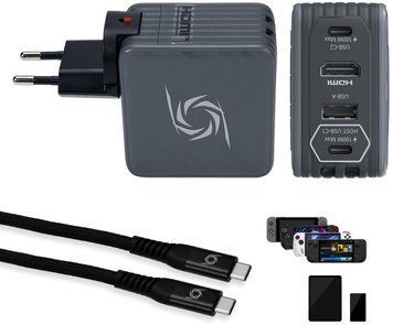 Зарядний пристрій AVerMedia GC313 CORE GO 100Вт 2хUSB-С, 1хUSB-A, 1xHDMI, чорний (40AAGC313AWN) [108409]