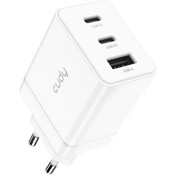 Зарядний пристрій 3xUSB 67W, (GaN, 1хUSB-C, QC+PD 3.0, вилка ЄС, для iPhone 12), Cudy (CH67_EU) [405494]