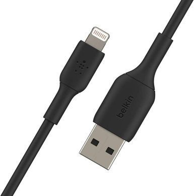 Кабель USB-A > Lightning заряджання/синхронізації Belkin 1м, 12Вт, PVC, чорний (CAA001BT1MBK) [108502]