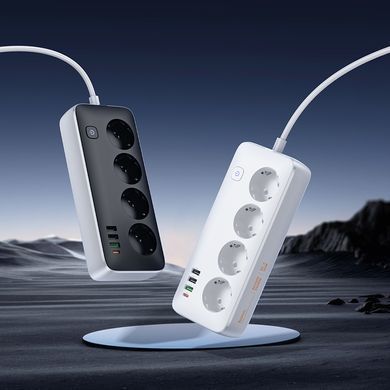 Мережевий подовжувач HOCO AC22 Sunlight 4-bit (PD30W/1C3A) desktop socket (EU/GER) (1.5 m) White (6942007629799) [806290]