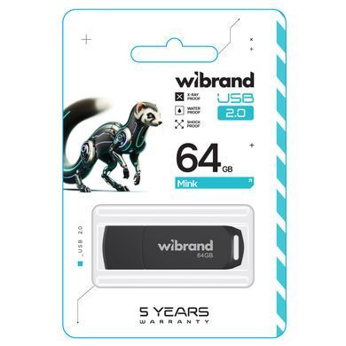 Флеш-накопичувач Wibrand USB 2.0 Mink 64Gb Black (WI2.0/MI64P4B) [802980]