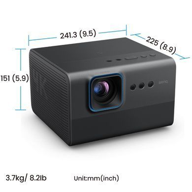 Проєктор BENQ GP520, DLP,4K UHD, ANSI 2600Lm,200000:1,Android11,2хHDMI,USB,Wi-Fi,BT5.0,16:9,сірий (9HJT17759E) [403118]