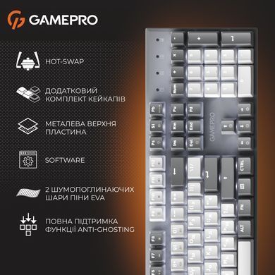 Клавіатура GamePro Genesis Metallic Outemu Red Swithes USB Gray (MK144G) [615509]