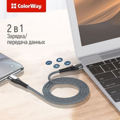 Кабель ColorWay USB-C - Lightning (M/M), PD Fast Charging, 3 А, 1 м, Grey (CW-CBPDCL033-GR) [613610]